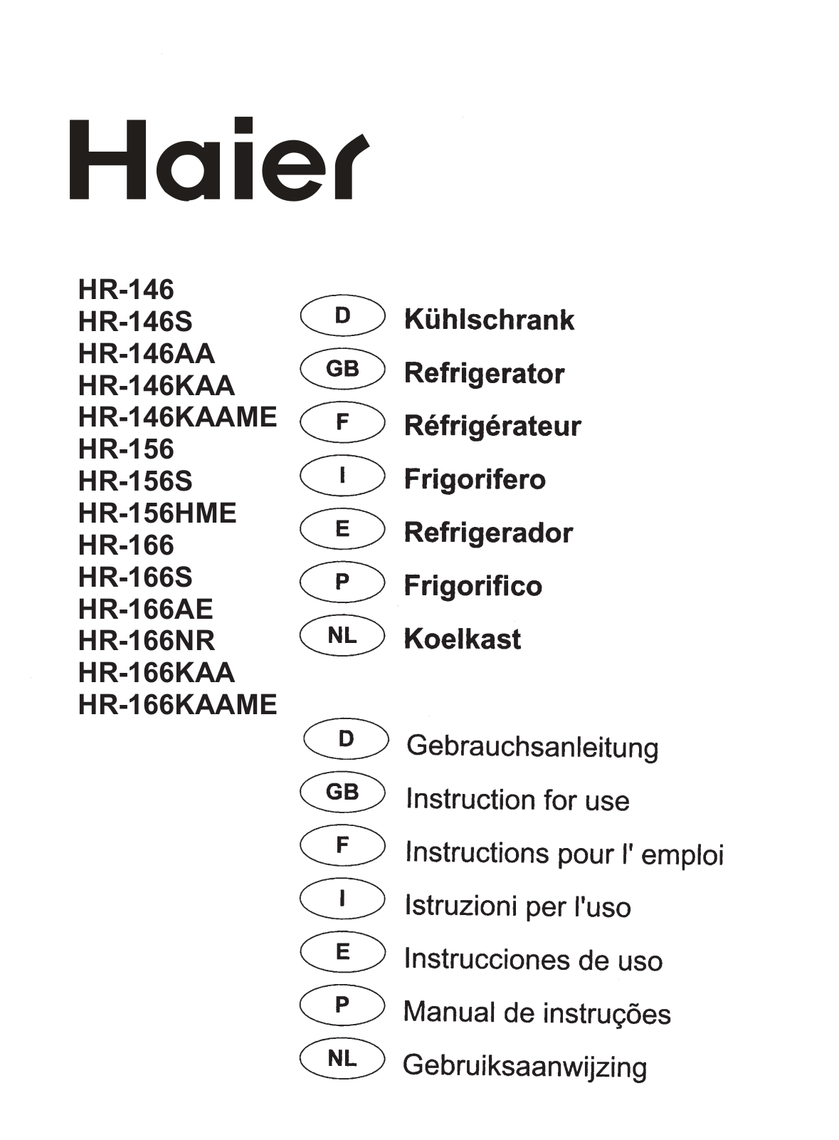 Haier HR-166AE User Manual