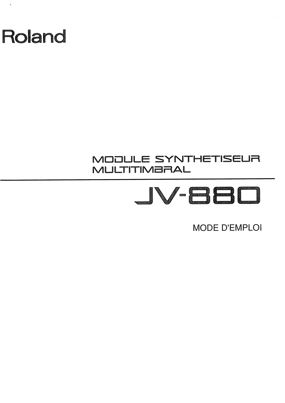 Roland JV-880 User Manual