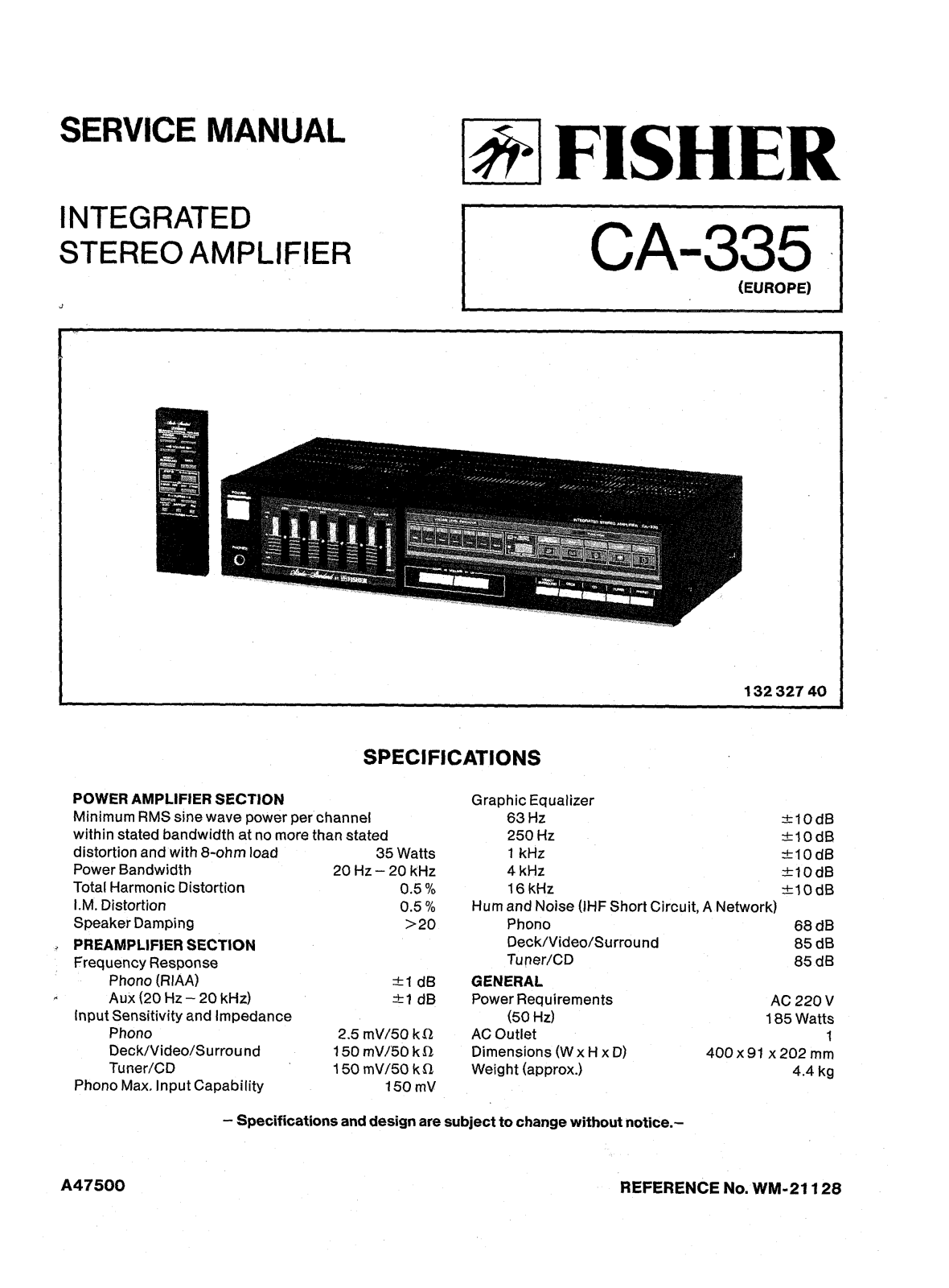 Fisher CA-335 Service manual