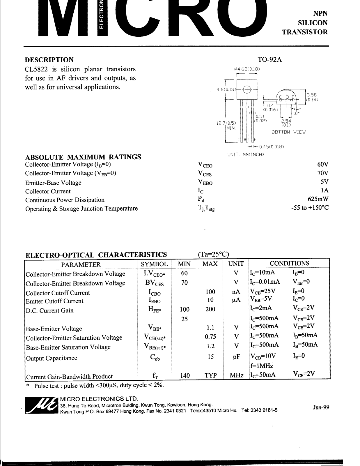 ME CL5822 Datasheet