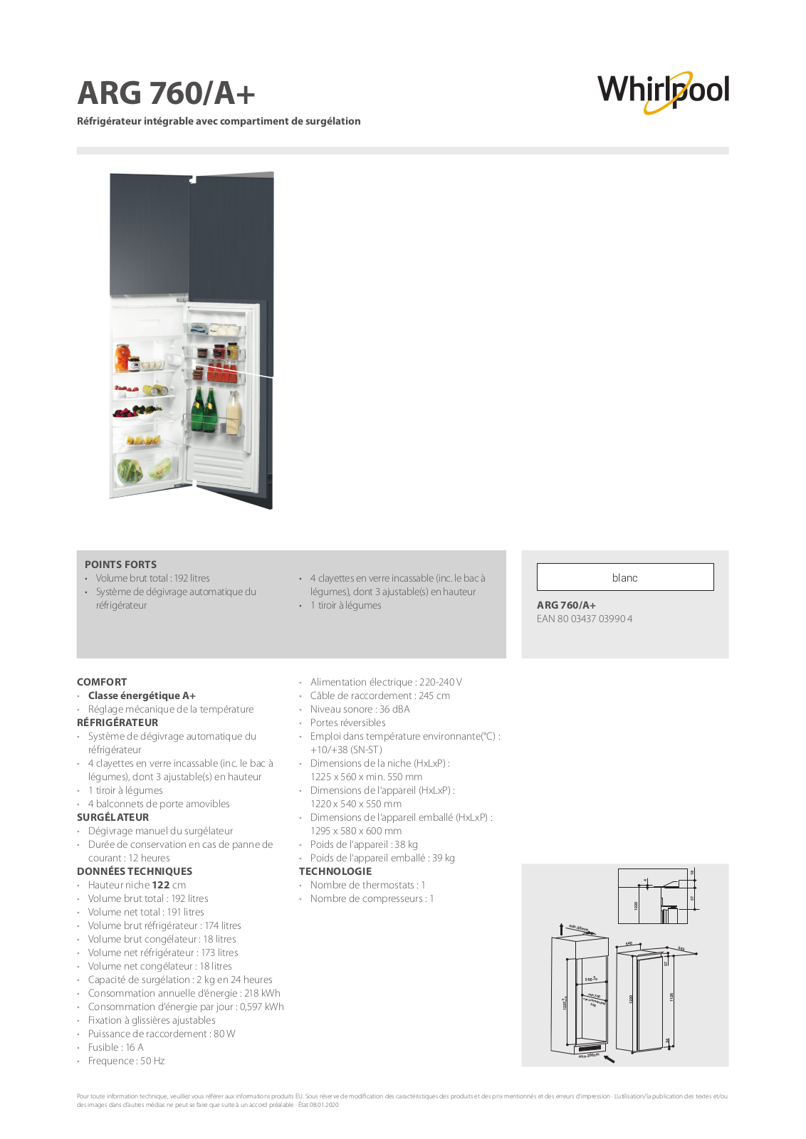 Whirlpool ARG 760/A+ Product information