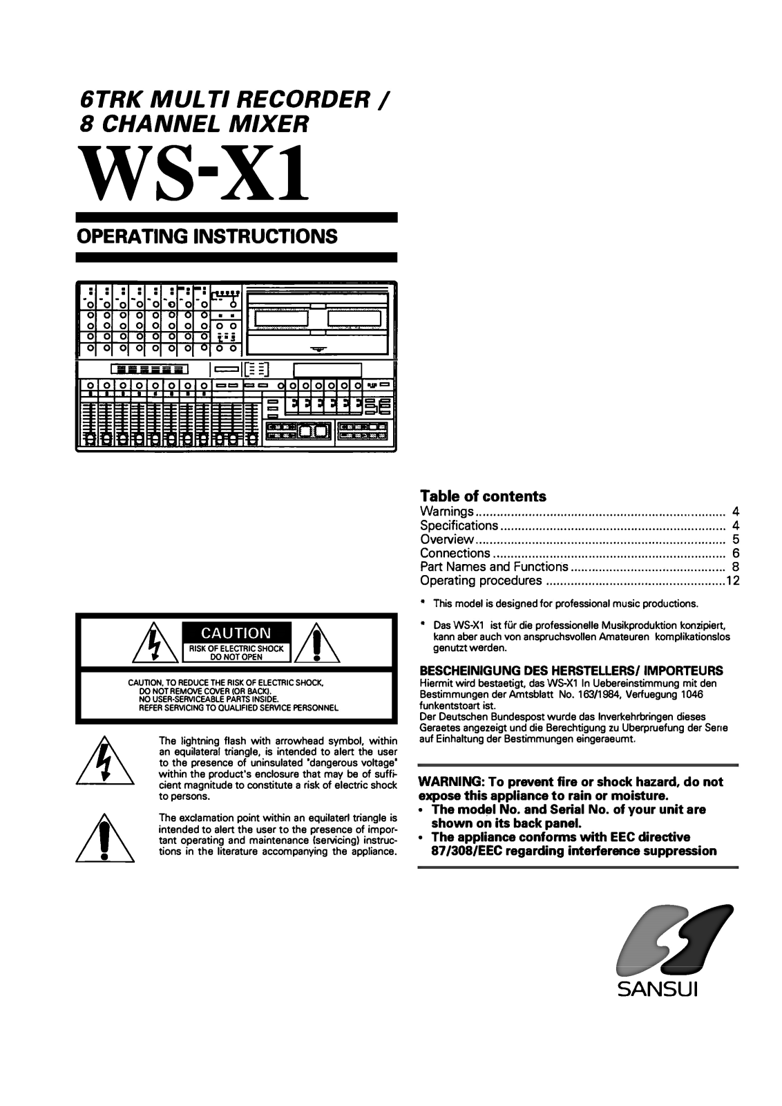 Sansui WS-X1 Owners Manual