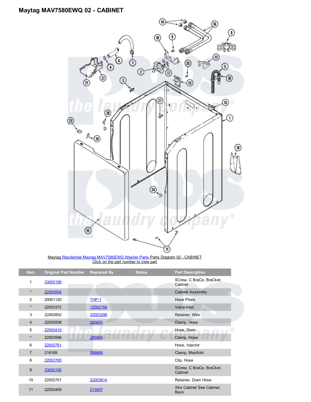 Maytag MAV7580EWQ Parts Diagram