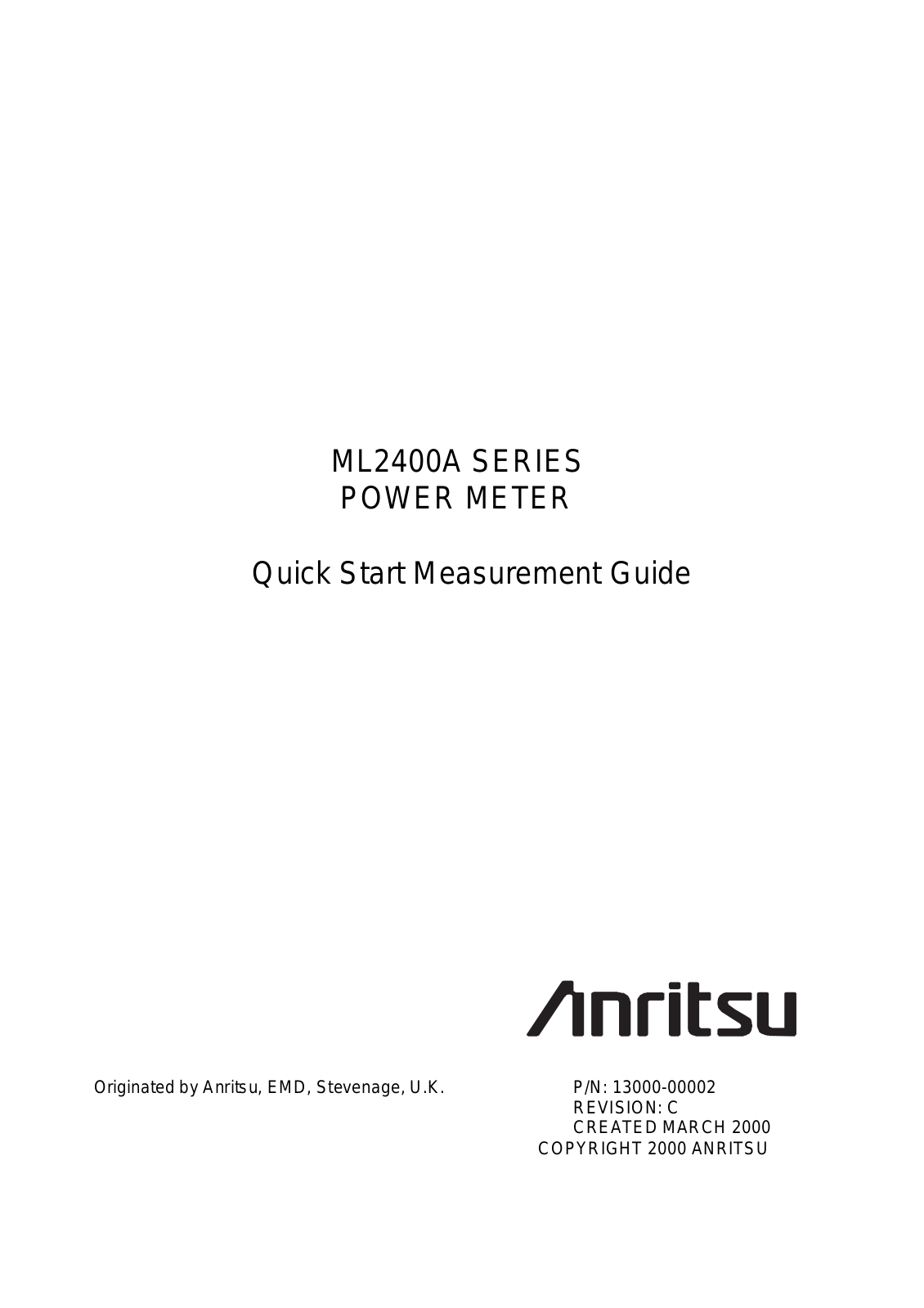 Anritsu ML2437A, ML2408A, ML2407A, ML2438A User Manual