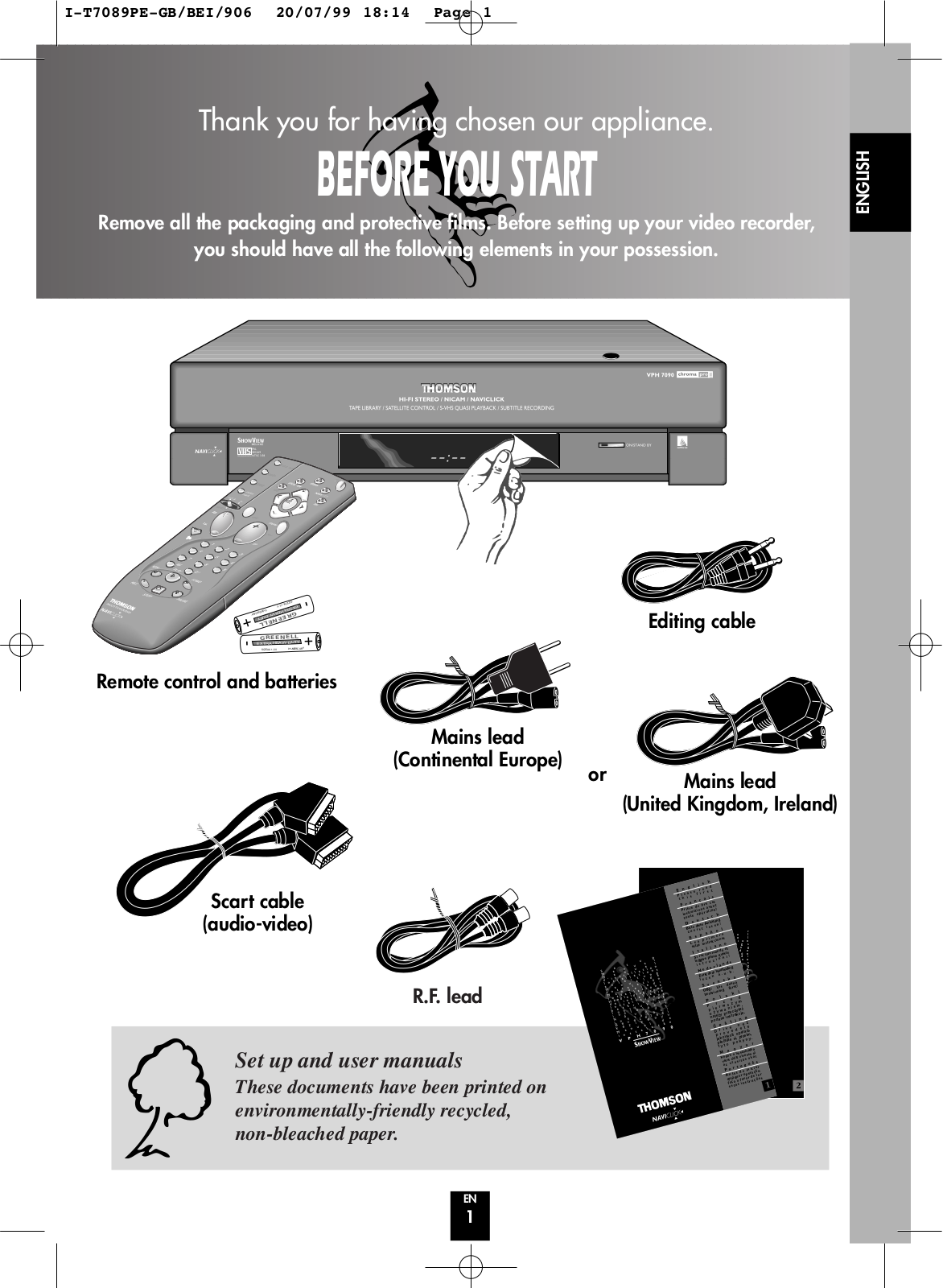 Thomson VPH7090 SETUP MANUAL