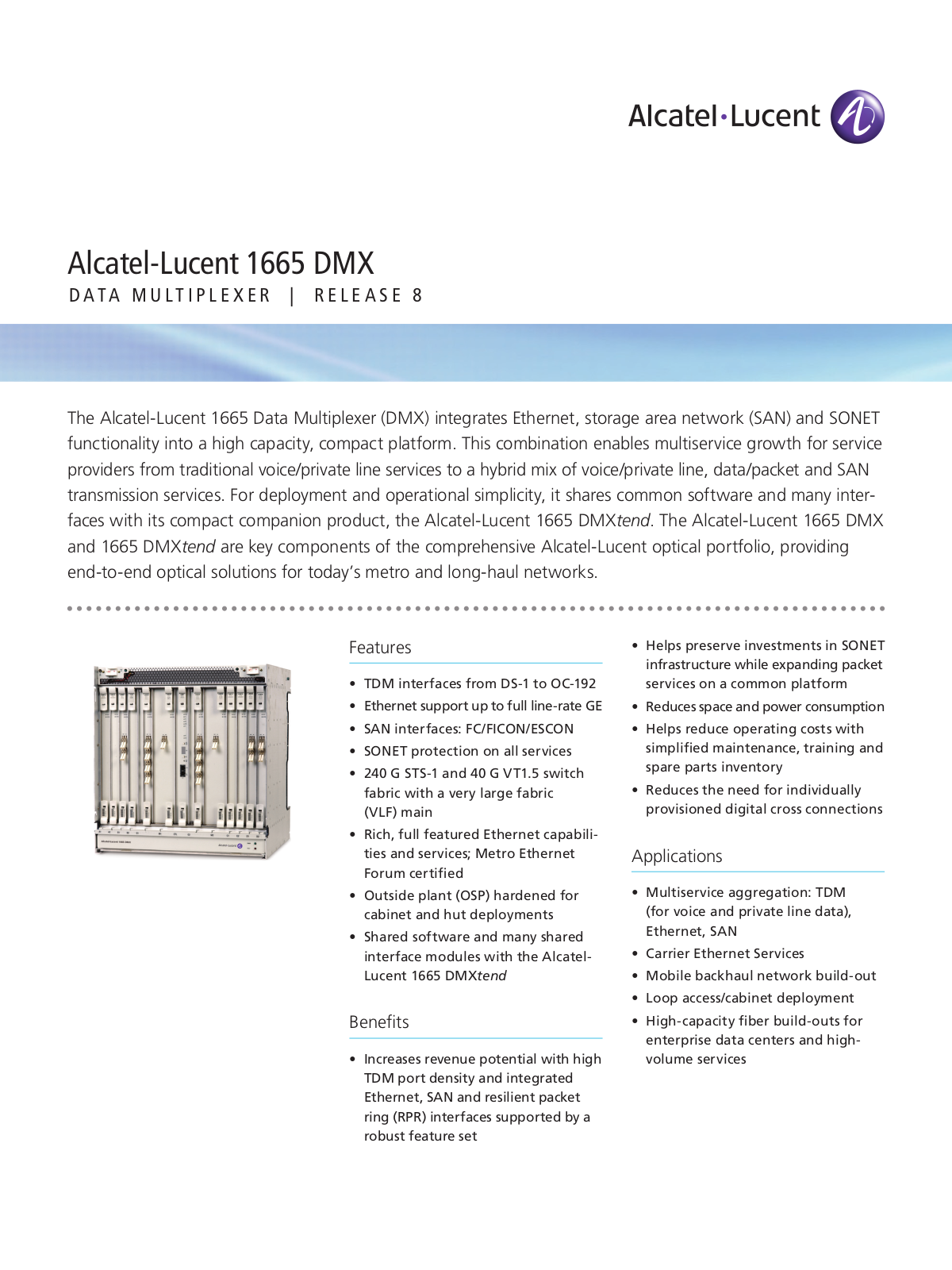 Alcatel-Lucent 1665 DMX User Manual