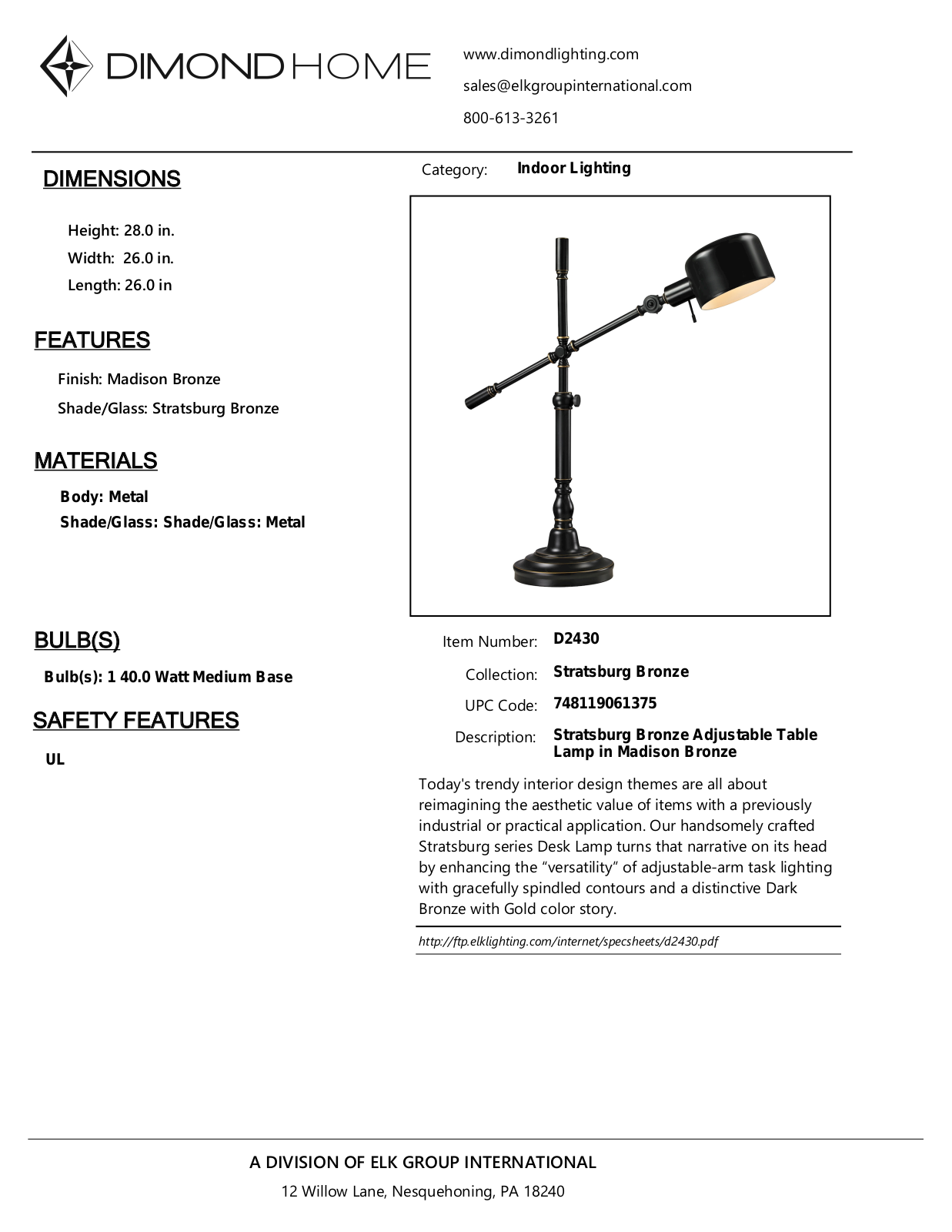 ELK Home D2430 User Manual