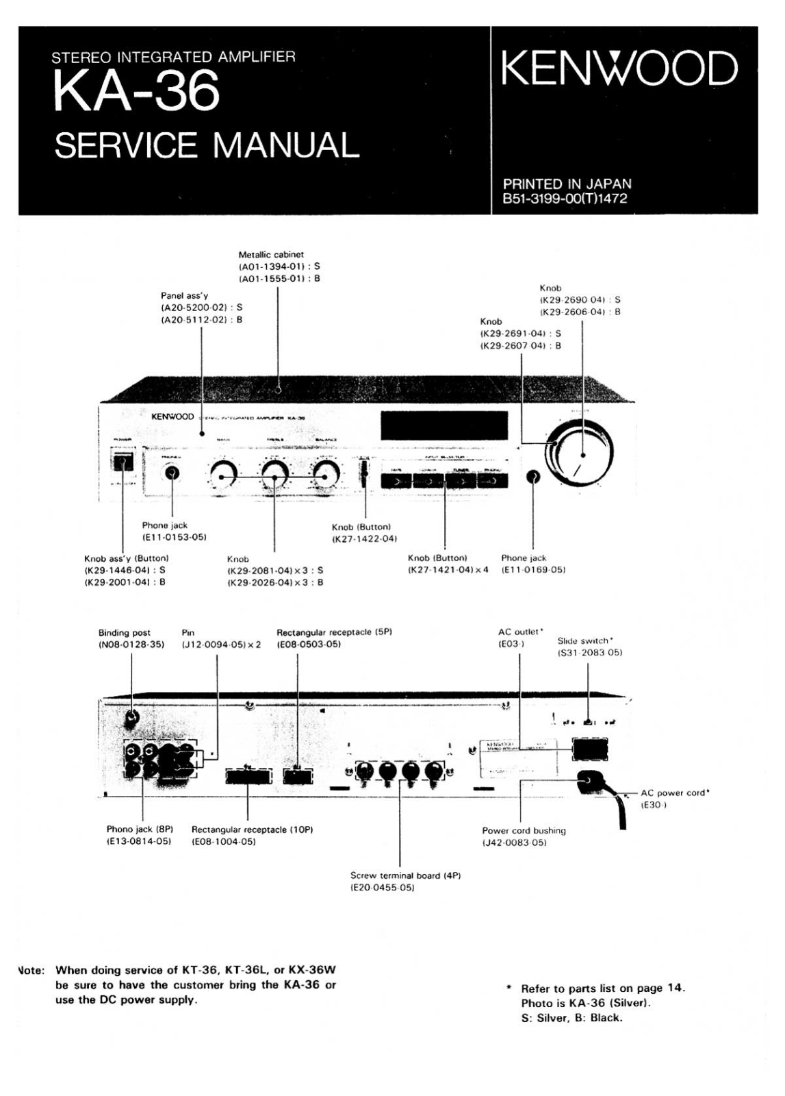 Kenwood KA-36 Service manual