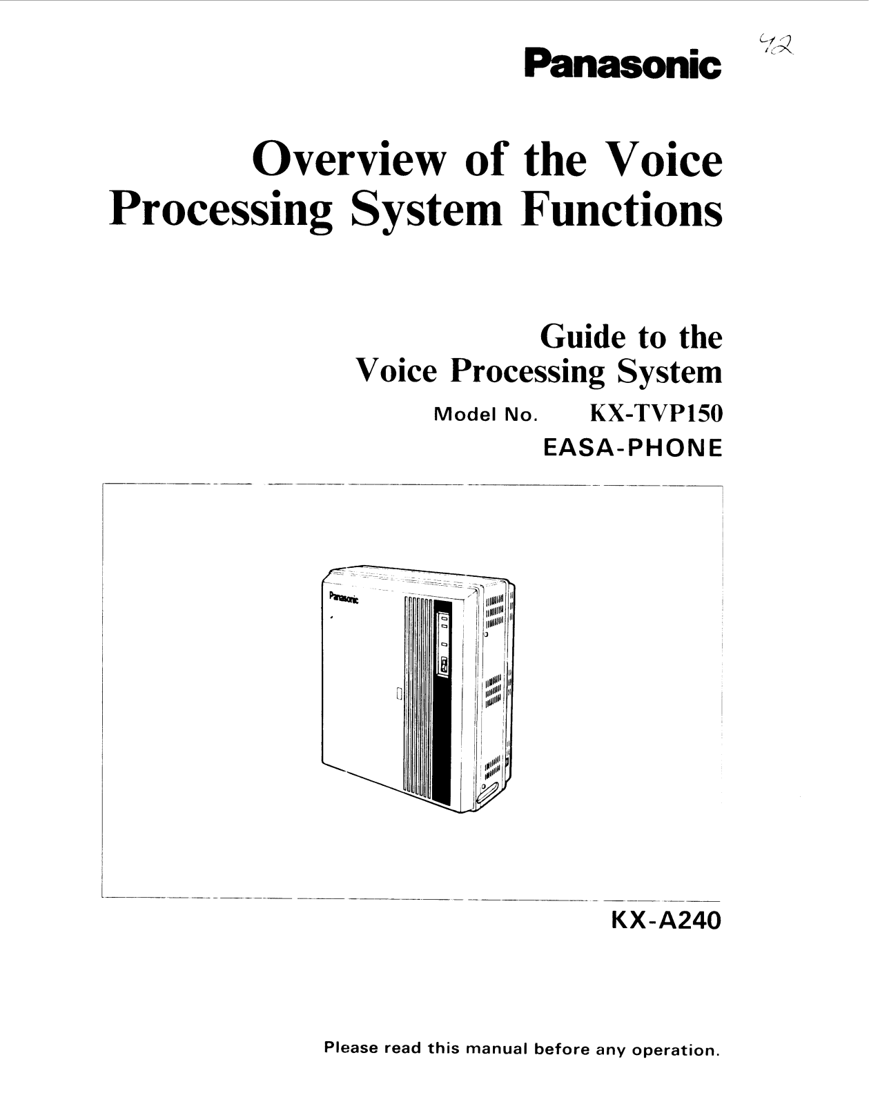 Panasonic kx-tvp150 Operation Manual