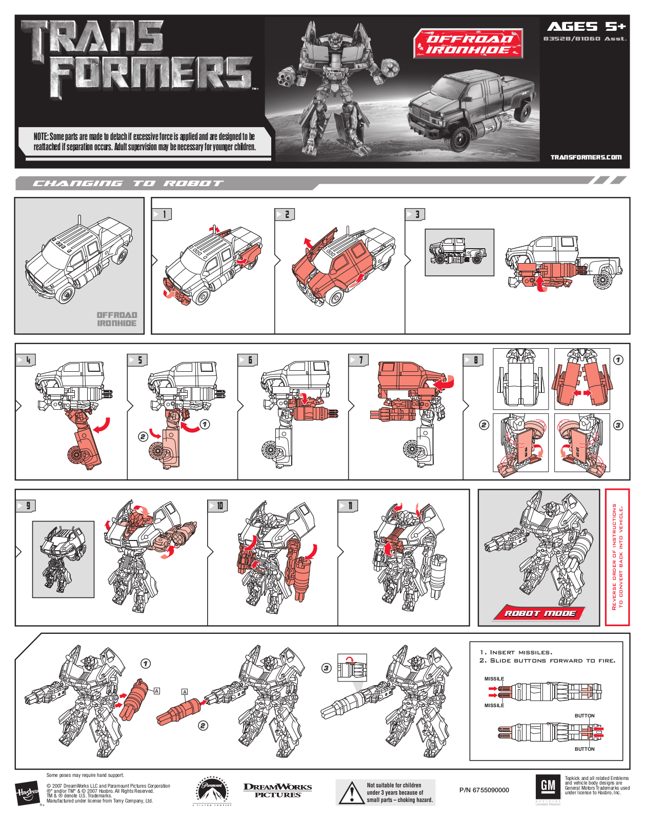 HASBRO Transformers Offroad Ironhide User Manual - ManualMachine.com