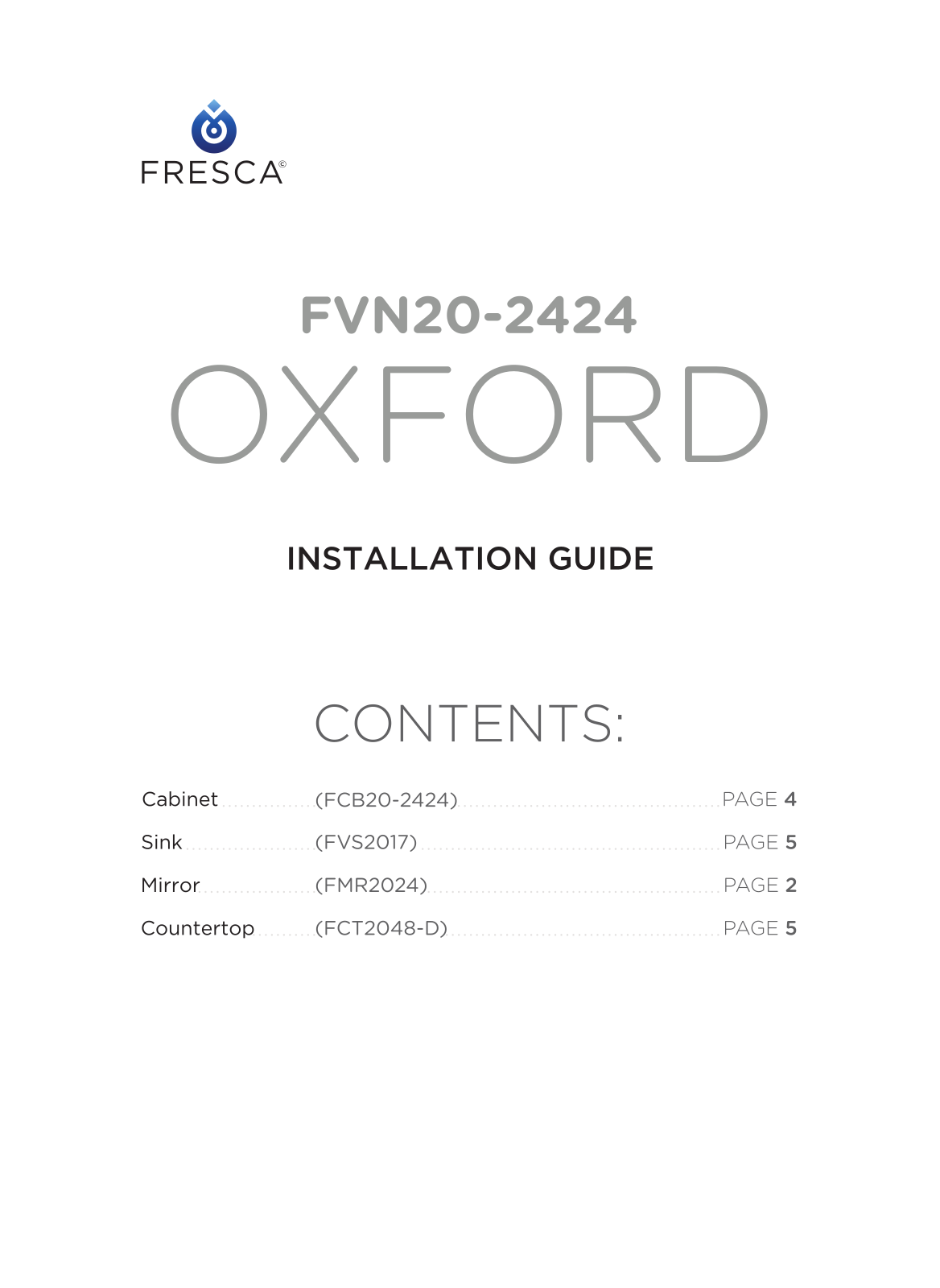 Fresca FCB202424MHCWHU Installation Manual