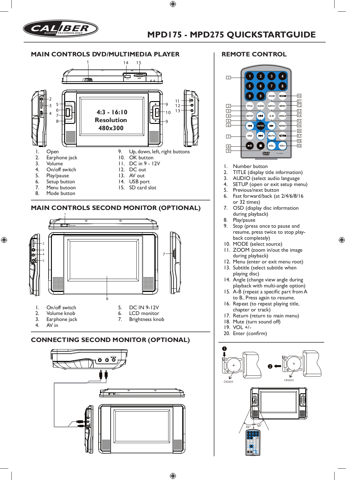 Caliber Audio Technology MPD175, MPD275 Quick Start Guide