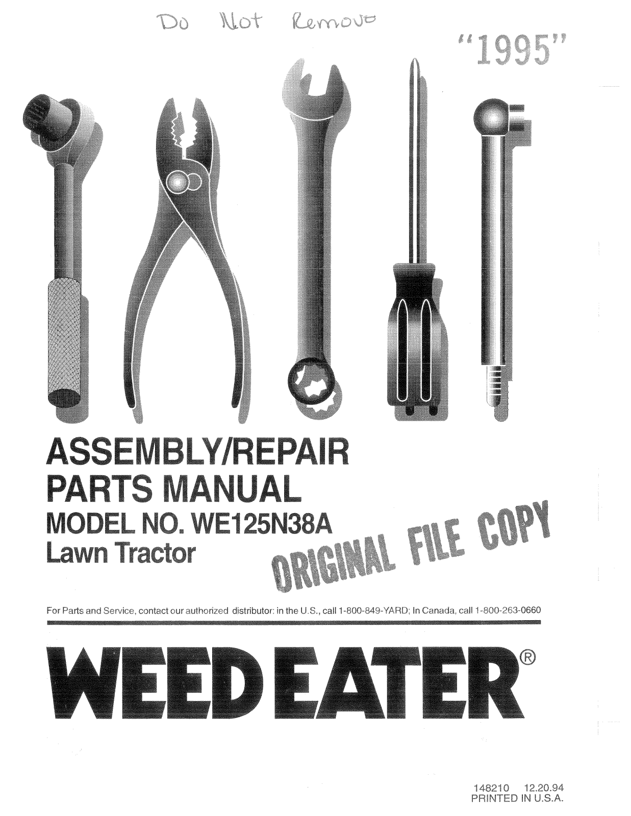 Weed Eater WE125N38A User Manual