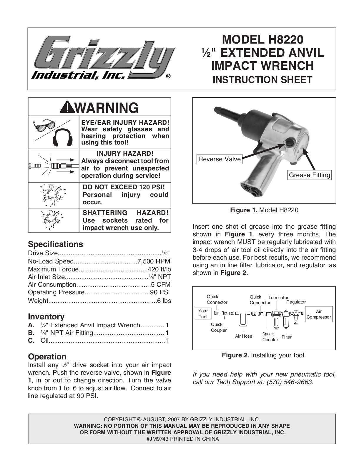 Grizzly H8220 User Manual