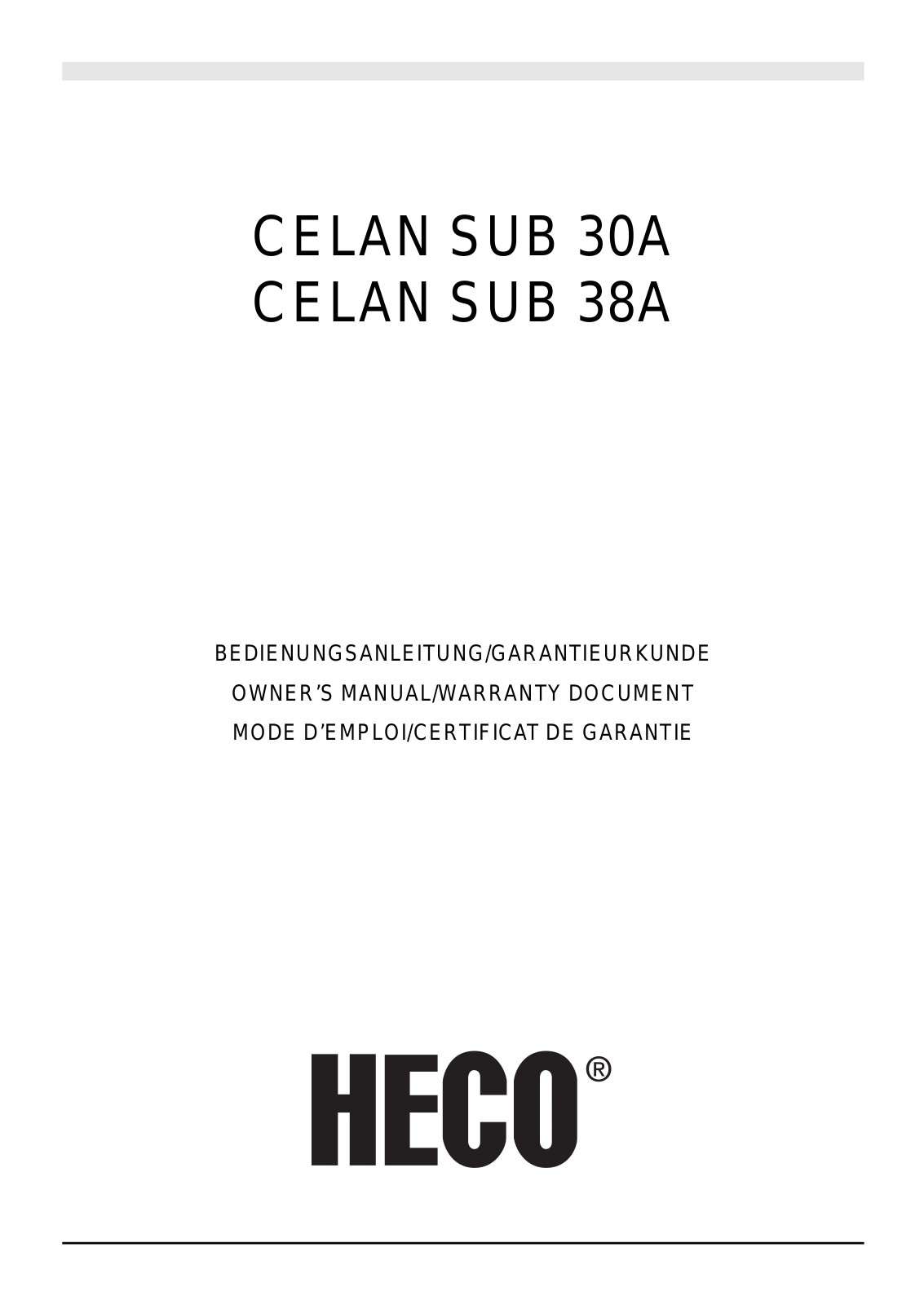 HECO CELAN SUB 38A User Manual