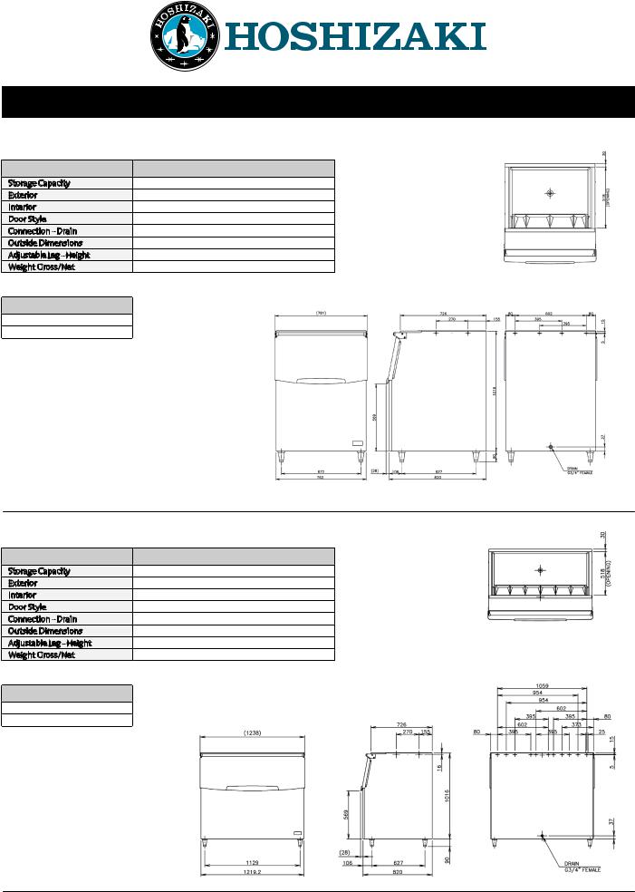 Hoshizaki B-301SA, B-501SA, B-801SA Datasheet