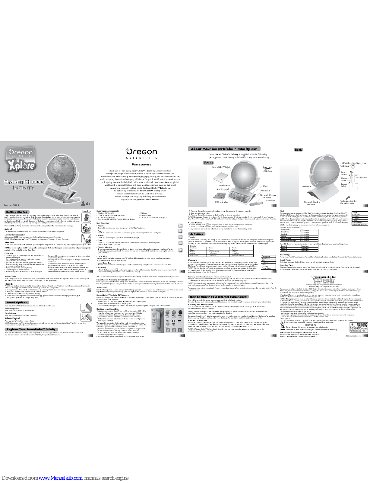 Oregon Scientific SG318 SmartGlobe Infinity User Manual - ManualMachine.com