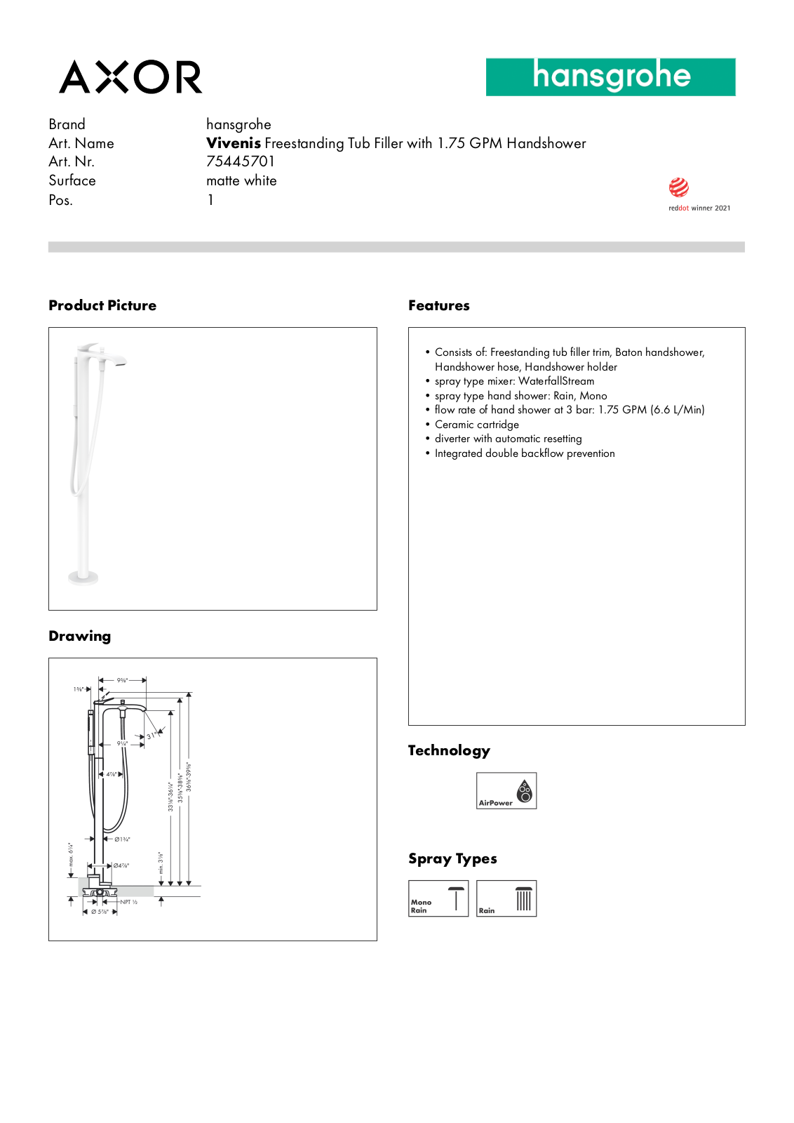 Hansgrohe GCDC1987 Specifications - ManualMachine.com