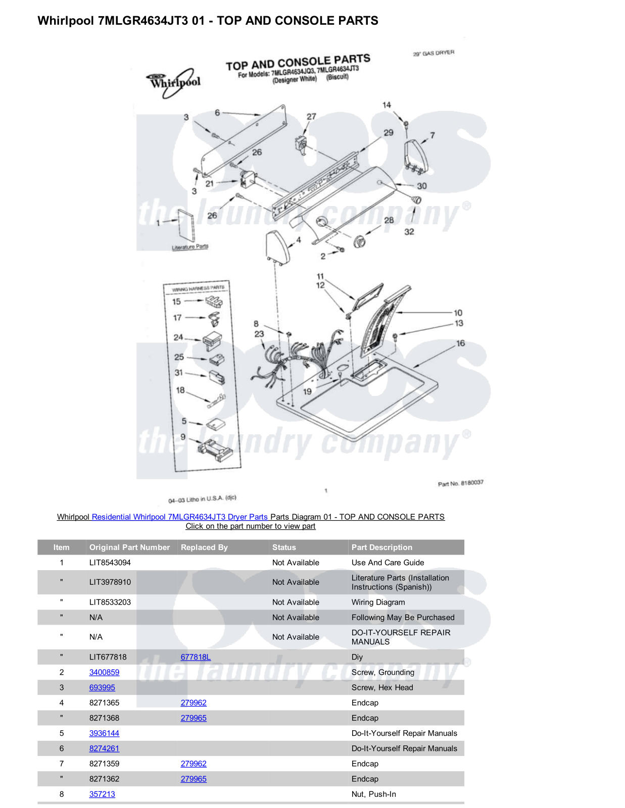 Whirlpool 7MLGR4634JT3 Parts Diagram