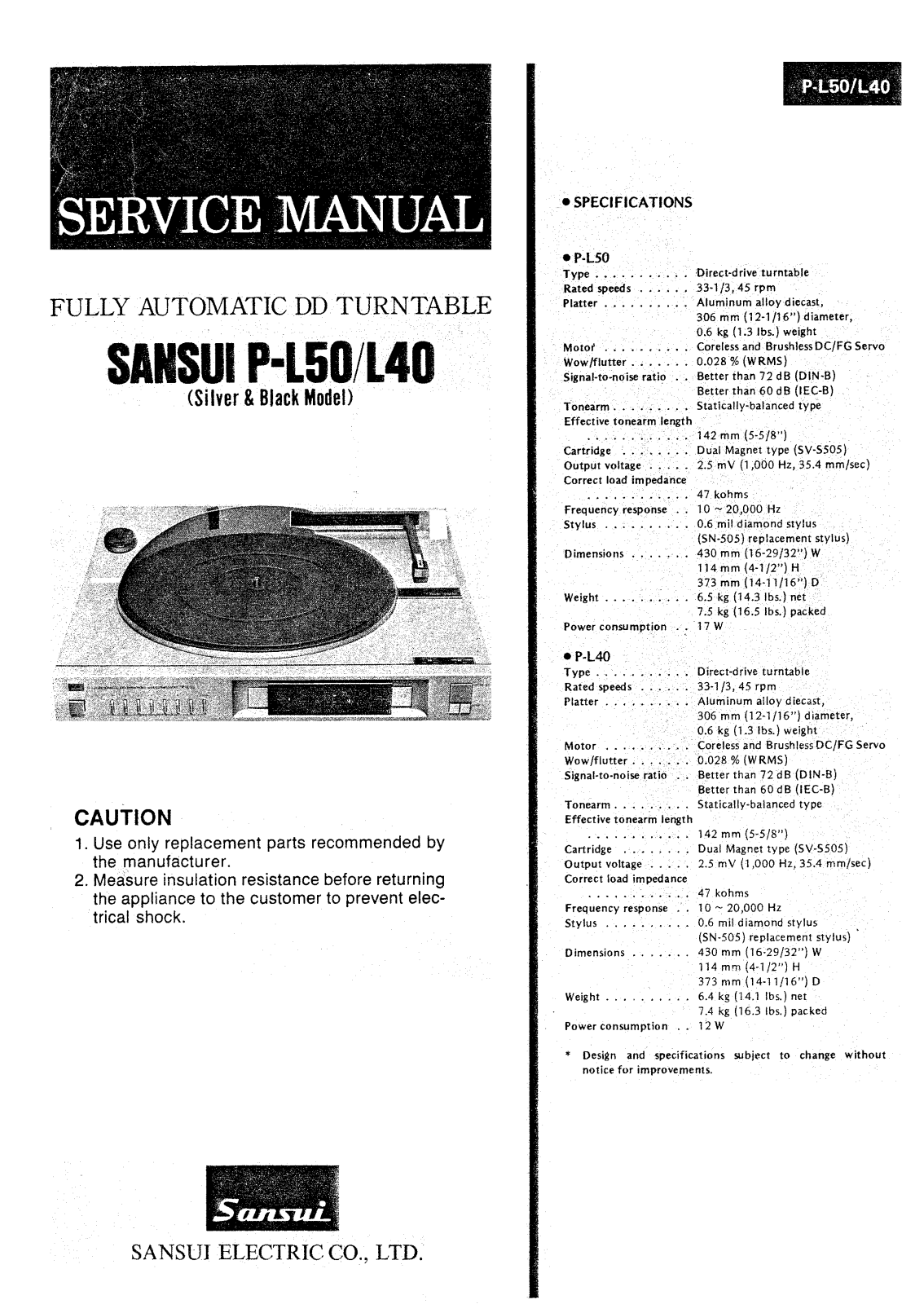 Sansui PL-40, PL-50 Service manual