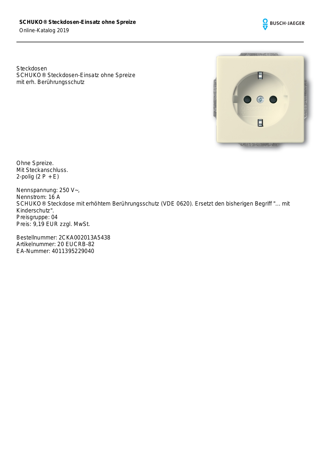 Busch-Jaeger 20 EUCRB-82 User Manual - ManualMachine.com