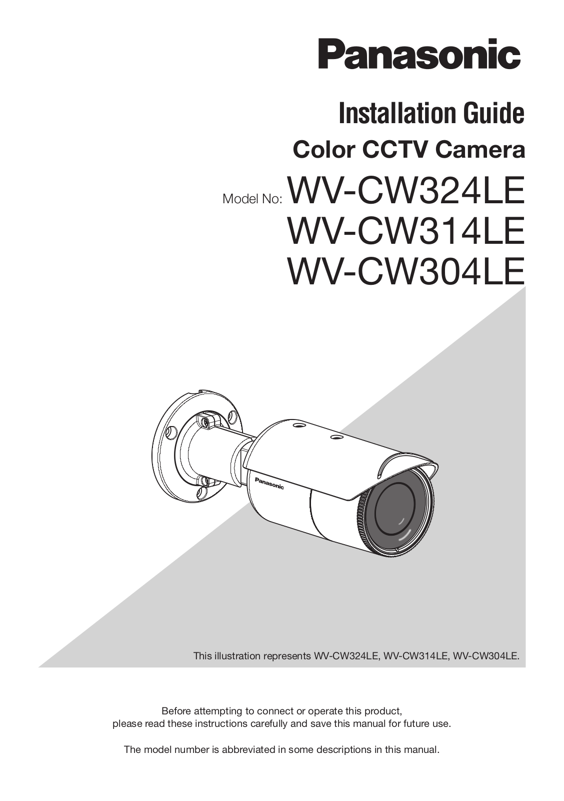 Panasonic wv-cw304 operating instructions