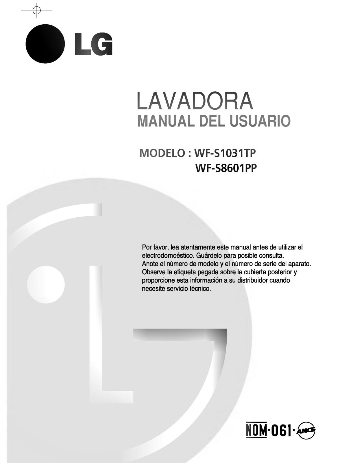 LG WF-S7608PP Owner's Manual