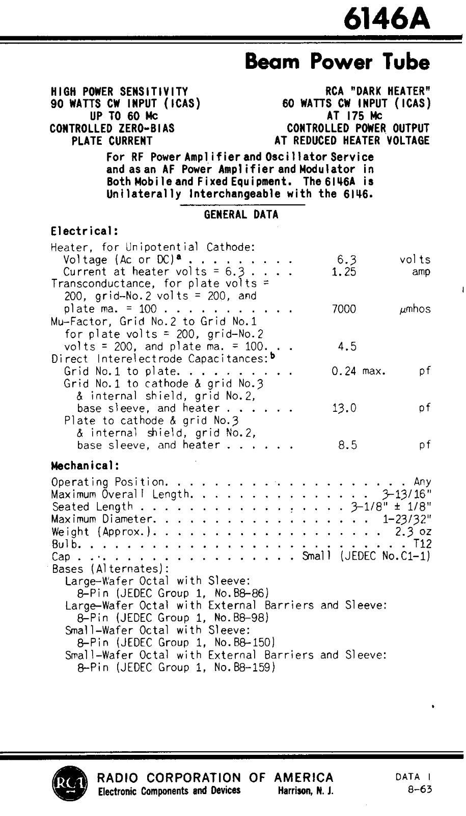 Datasheet 6146A Specification - ManualMachine.com