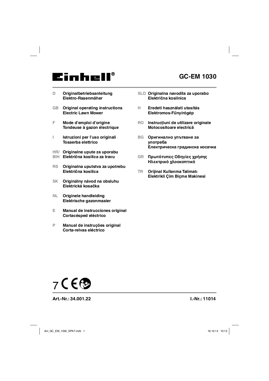 Einhell GC-EM 1030 User Guide