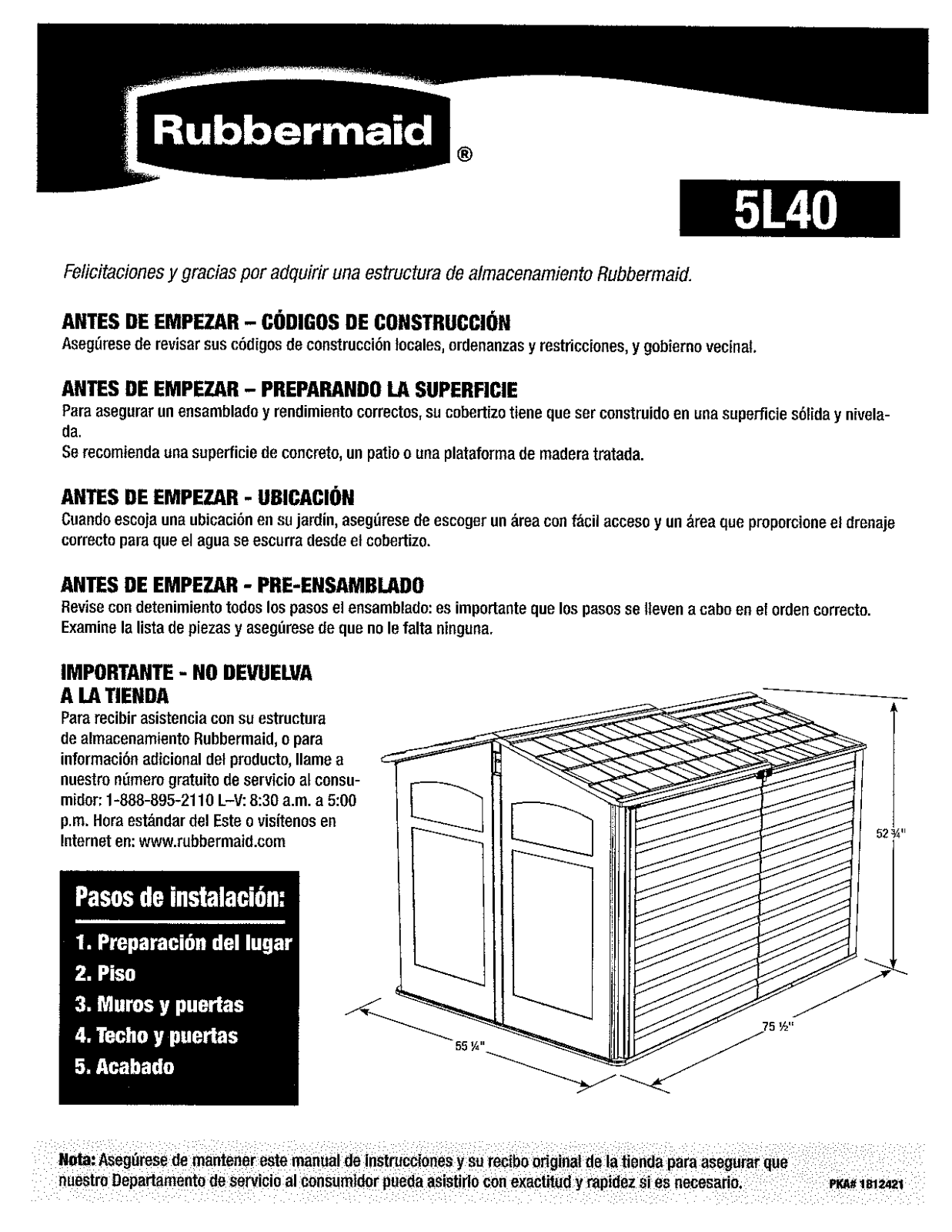 Rubbermaid 5L40 User Manual