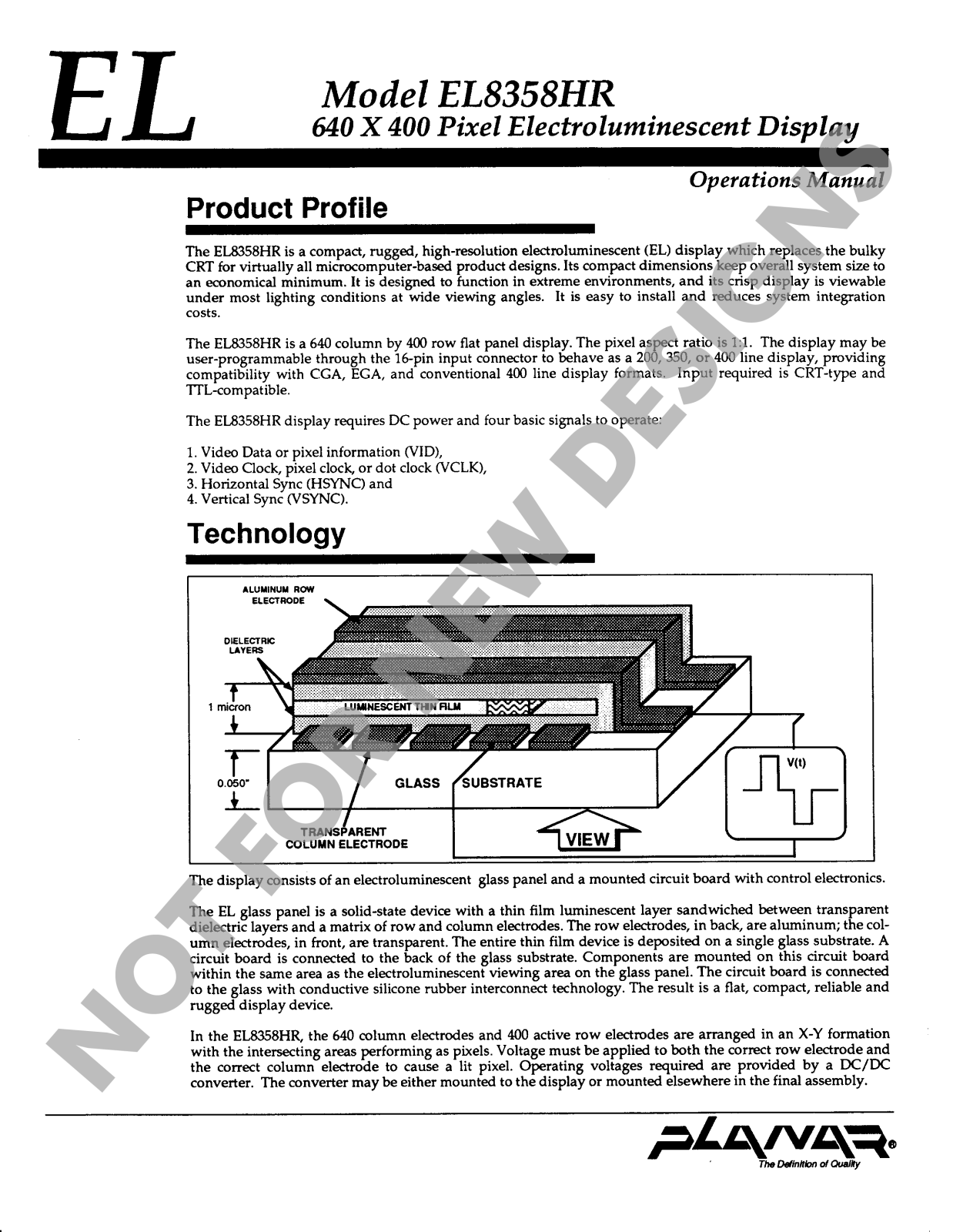 Planar EL8358HR User Manual