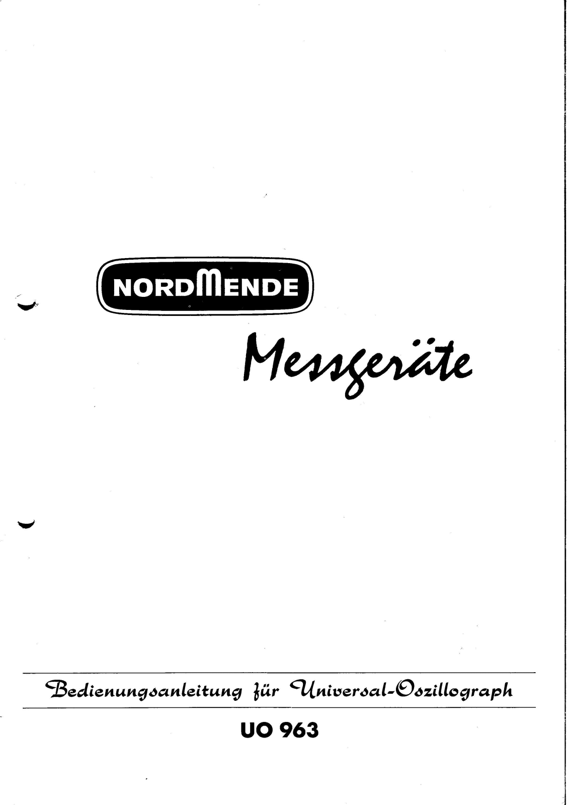 Nordmende UO 963 User Manual