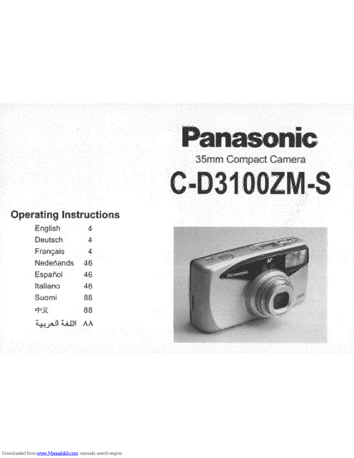 Panasonic CD3100ZM - 35MM COMPACT CAMERA Operating Instructions Manual