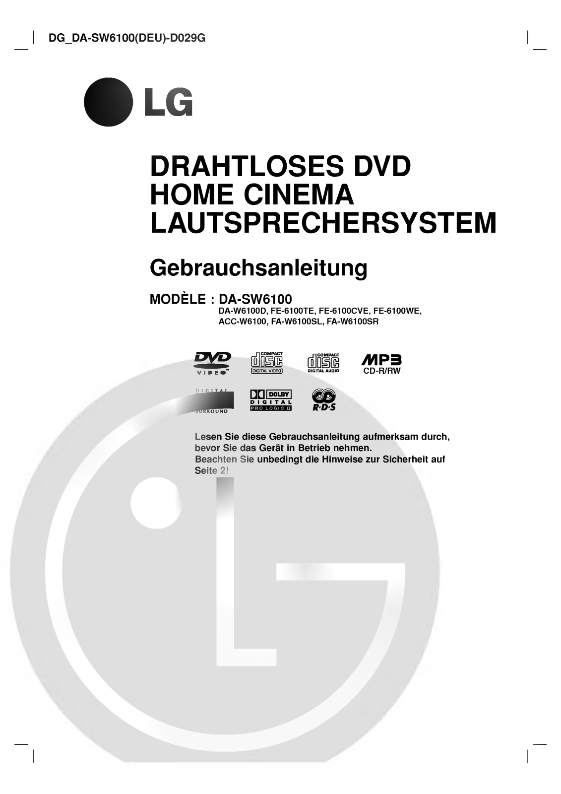 LG DA-W6100D User Guide