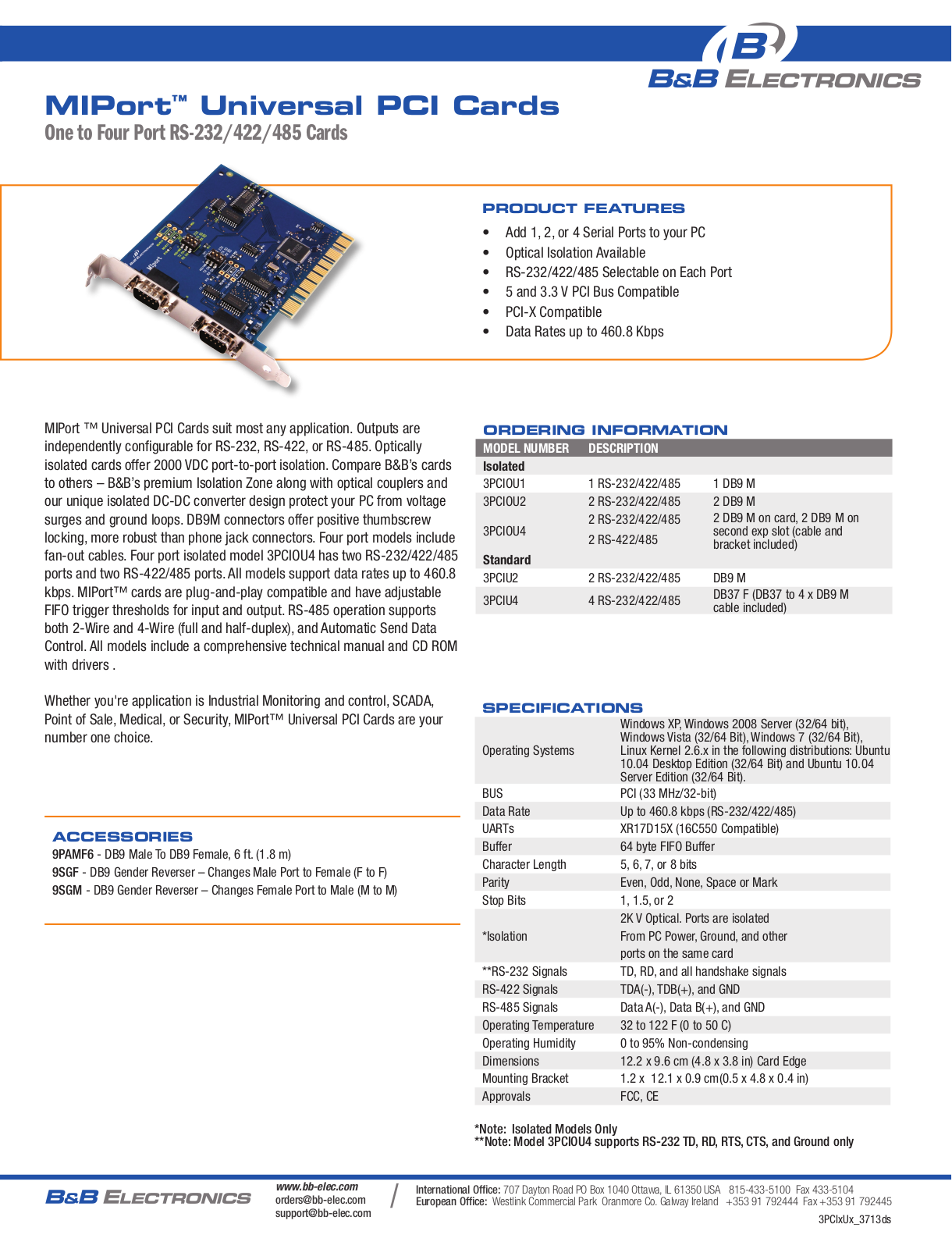 B&B Electronics 3PCIU4 Datasheet