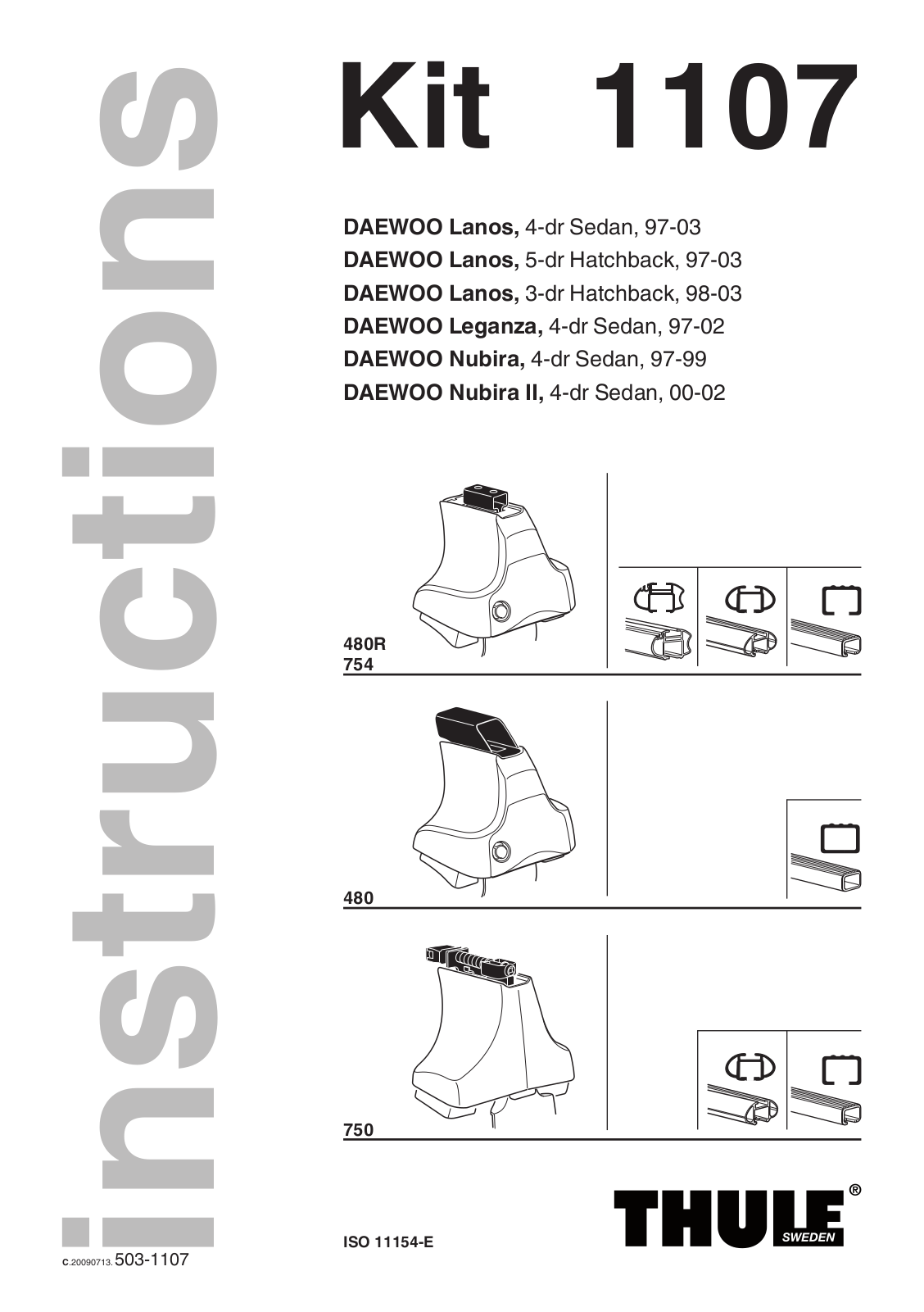 Thule 1107 Instructions Manual