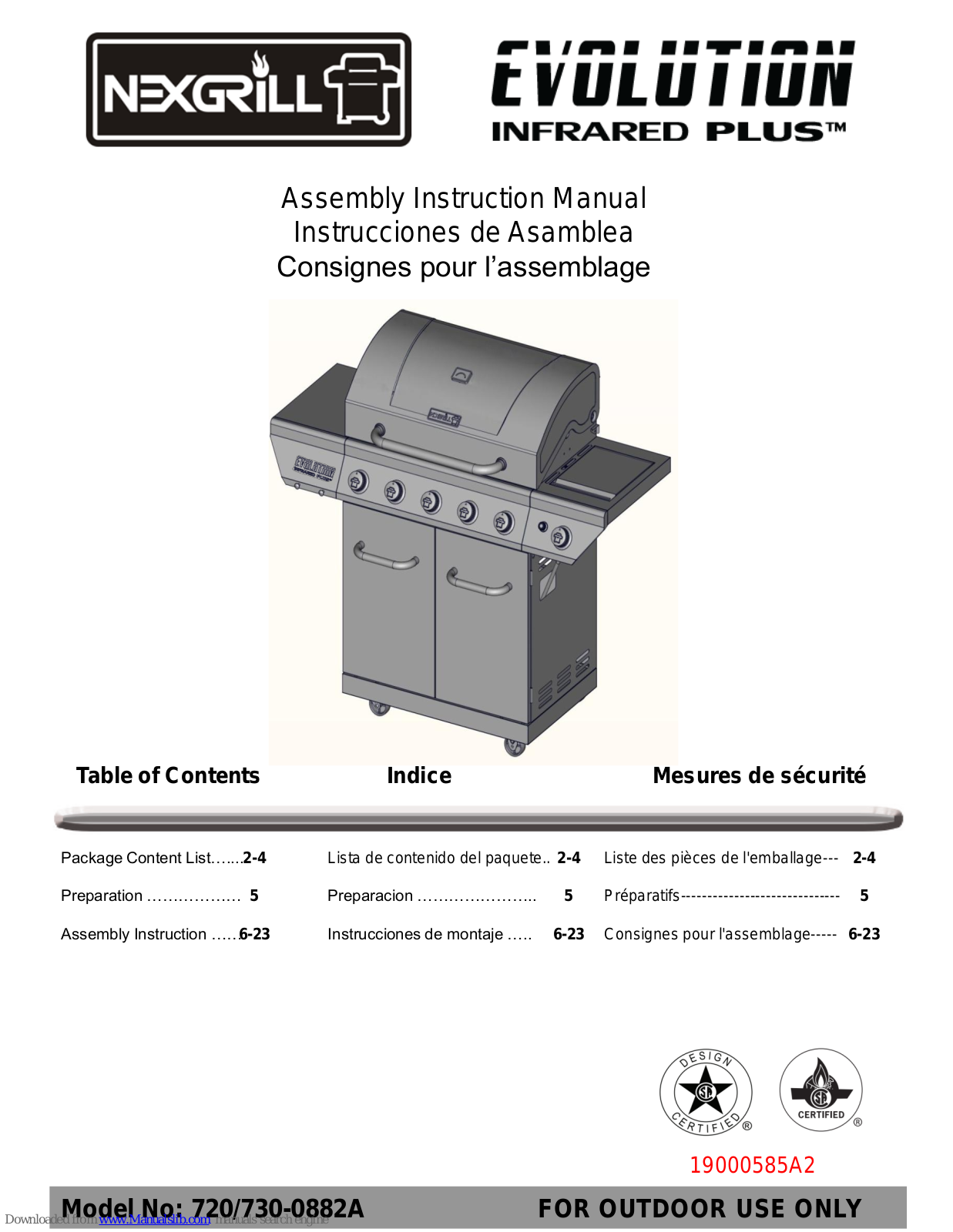 Nexgrill evolution infrared plus Assembly  Manual - ManualMachine.com