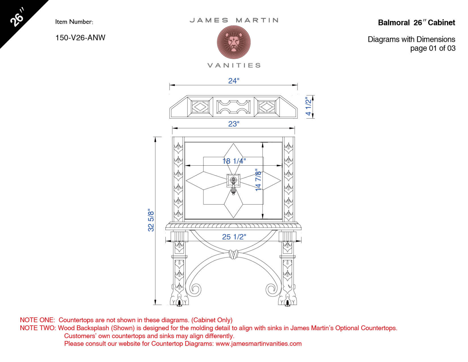 James Martin 150V26ANW3AF, 150V26ANW3CAR, 150V26ANW4CAR, 150V26ANW4GLB Diagram