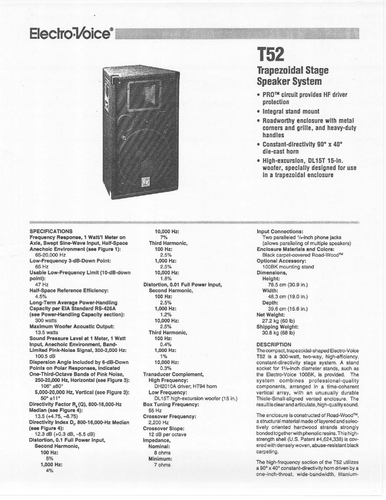 Electro-Voice T52 User Manual