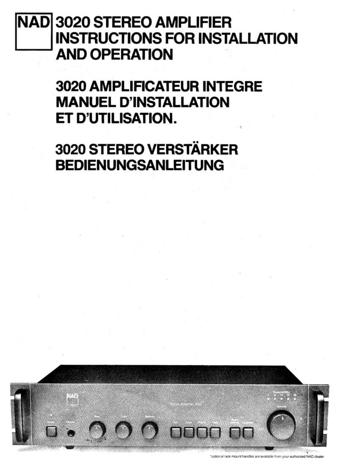 NAD 3020 Owners manual