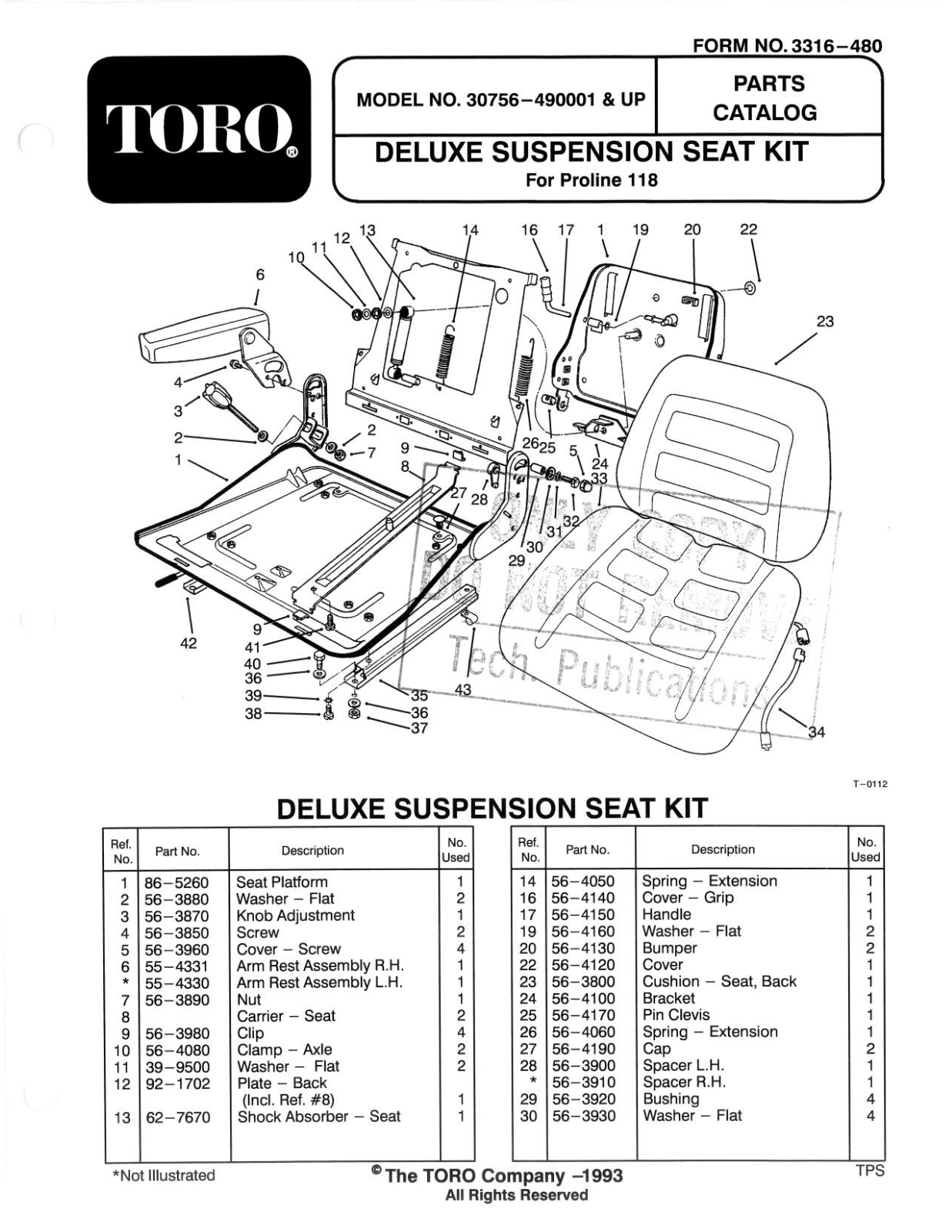 Toro 30756 Parts Catalogue