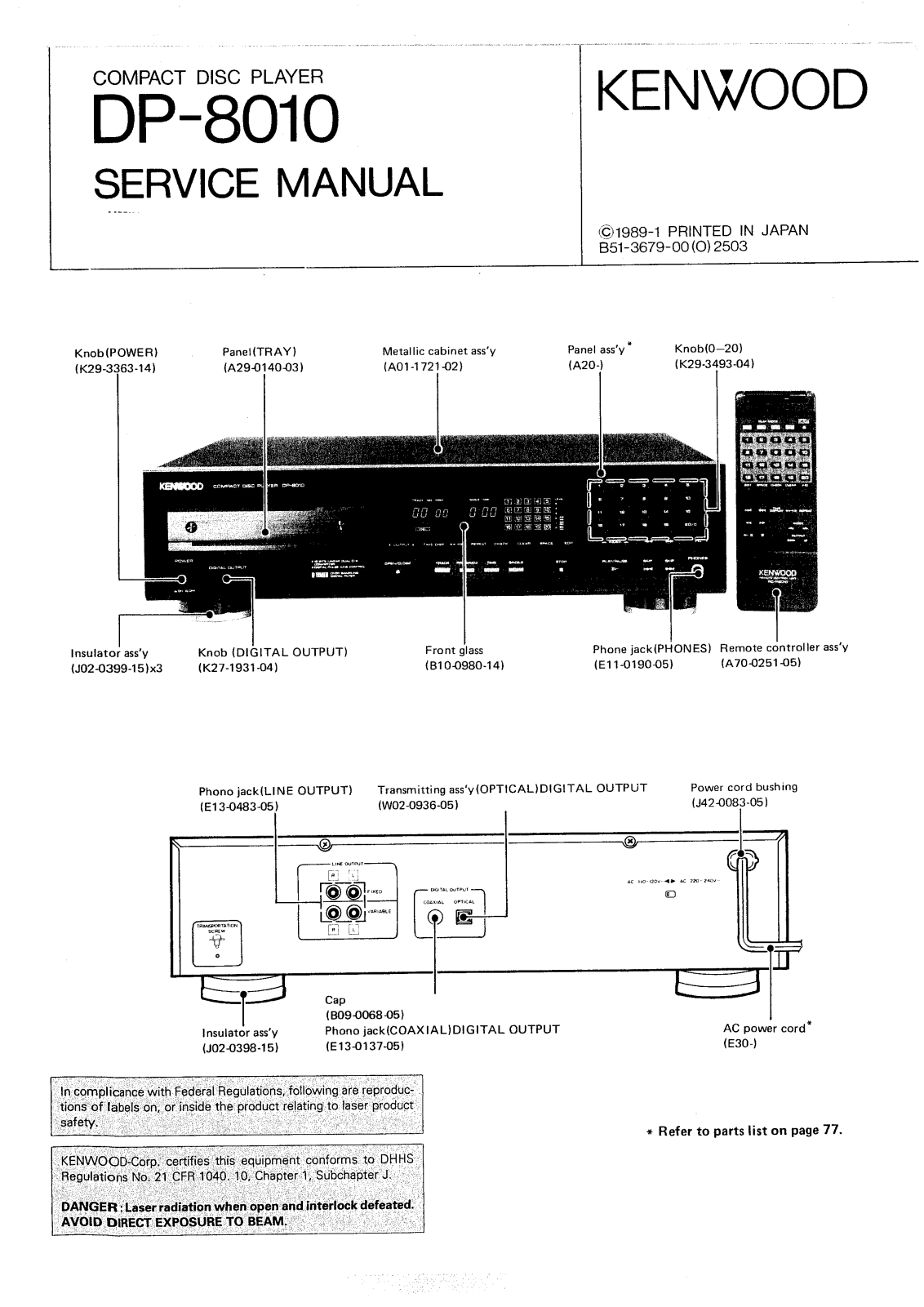 Kenwood DP-8010 Service manual