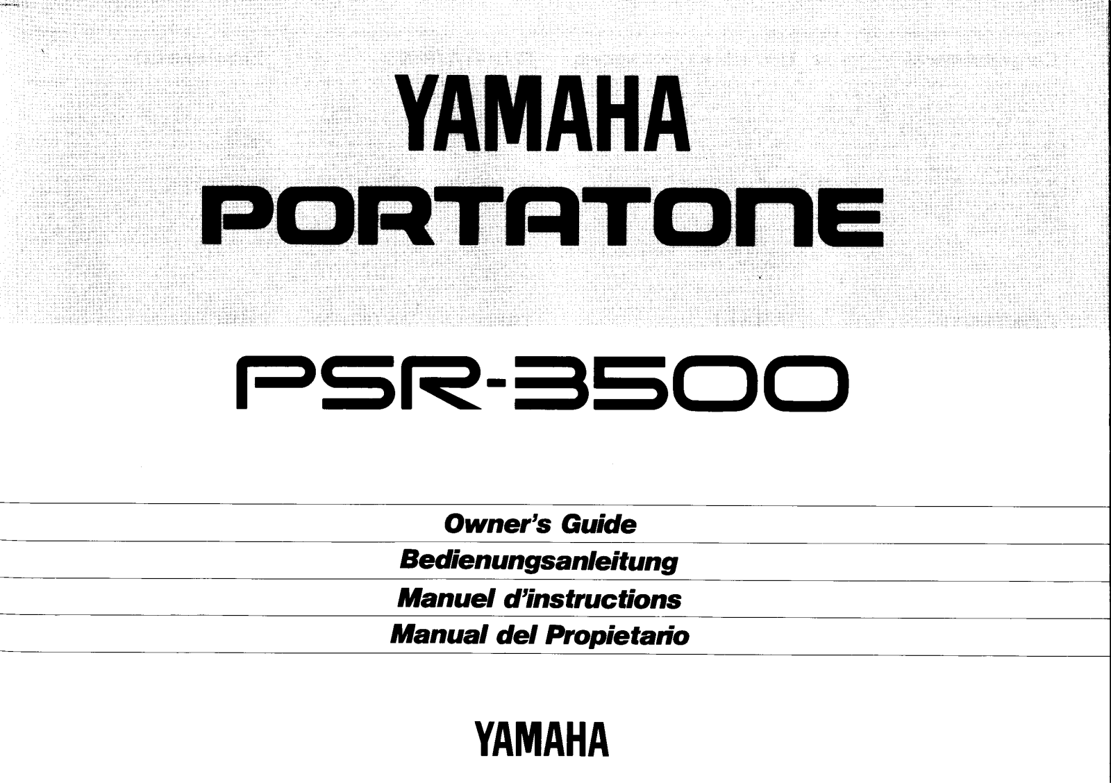 Yamaha PSR-3500E, PSR-3500 User Manual