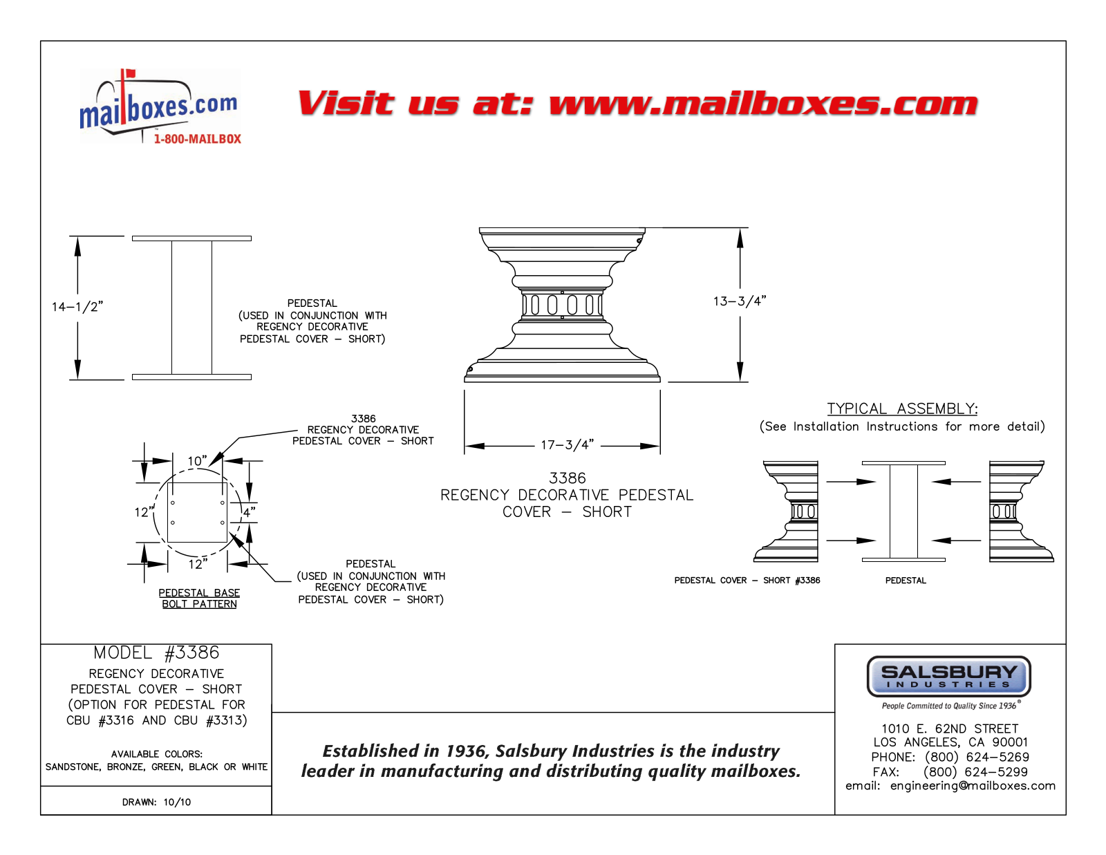 Salsbury Industries 3386WHT User Manual