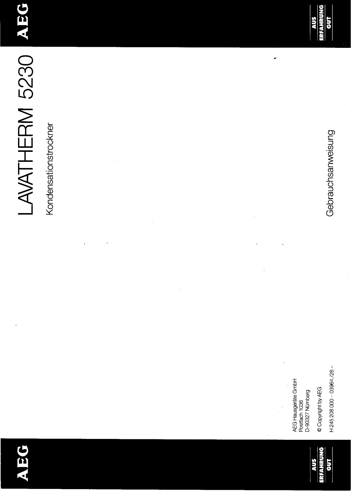 AEG LAVATHERM 5230 User Manual