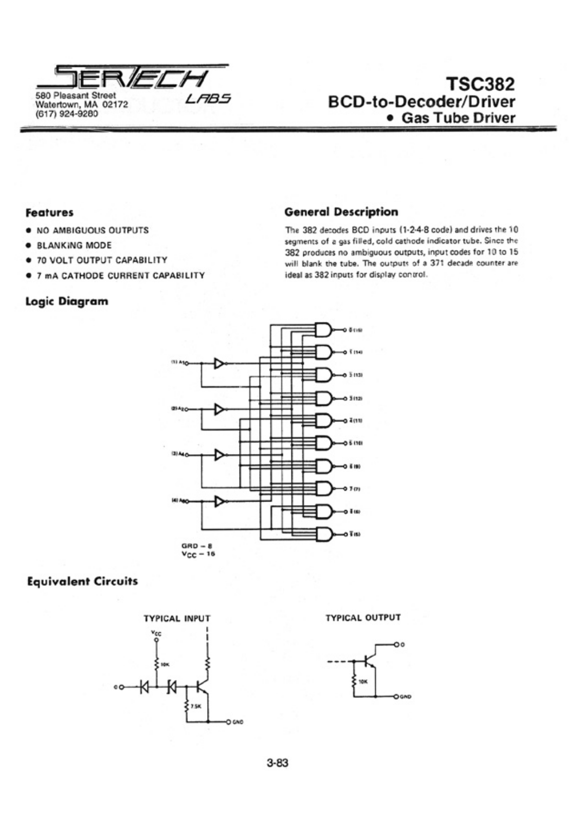 Microsemi TC382AL, TC382CL Datasheet