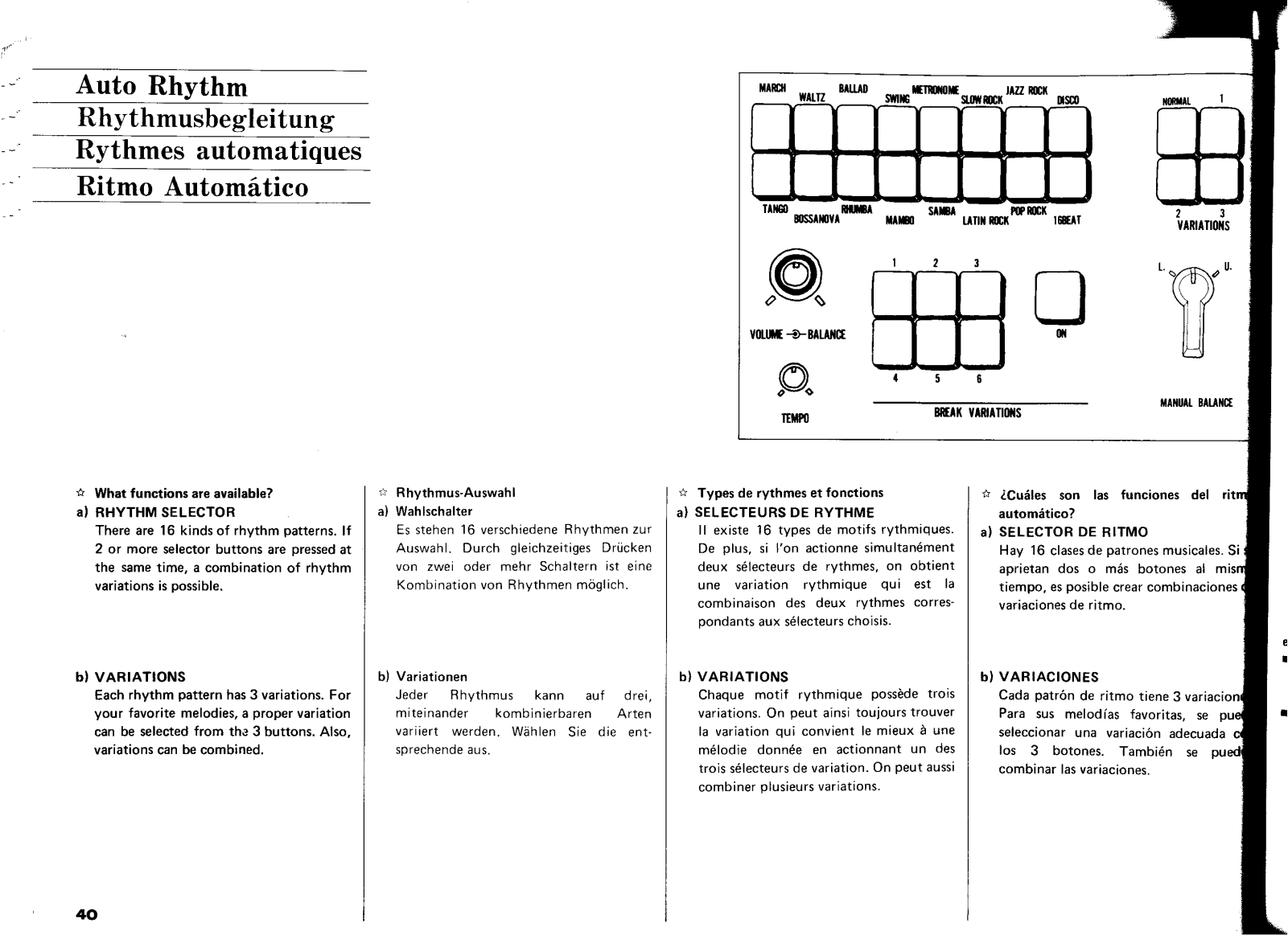 Yamaha Auto rhythm User Guide