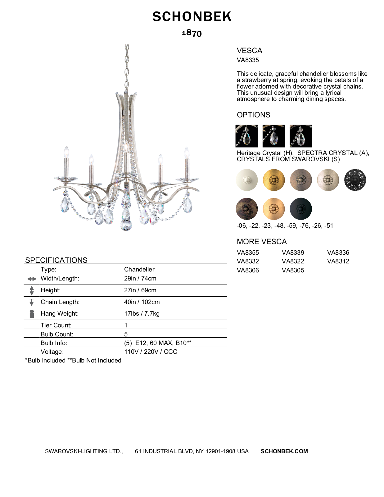 Schonbek SOC3768 Specifications - ManualMachine.com