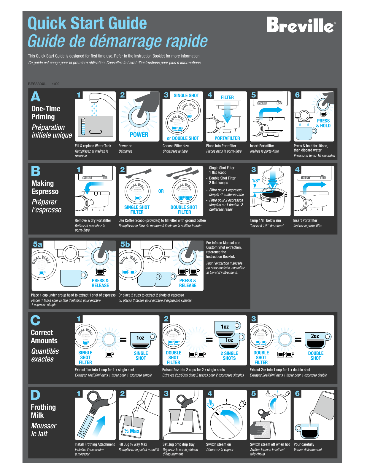 BREVILLE BES830XL Quick Start Guide