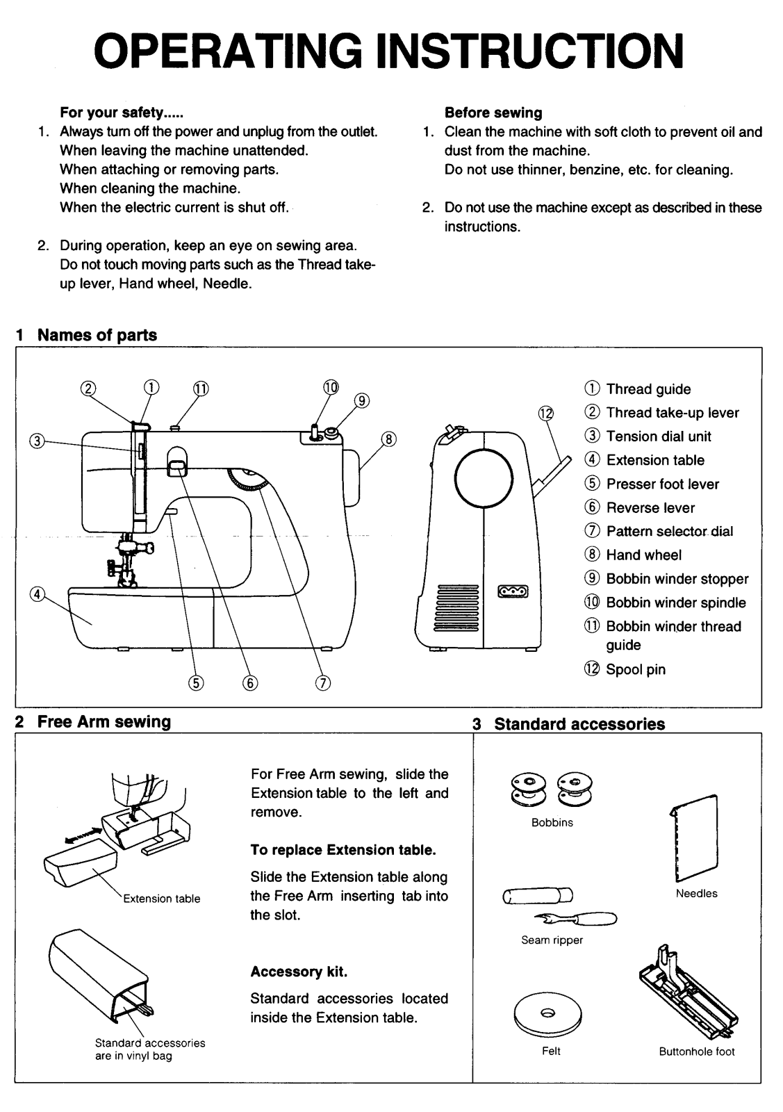 Janome 639 Operating Instruction